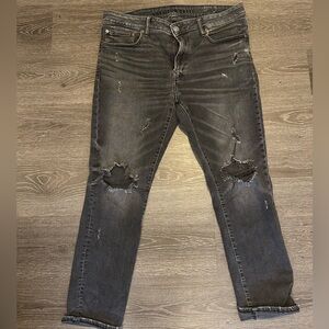 American Eagle Destroyed/Distressed Black Jeans Men’s 38 x 30